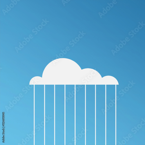 Rain white cloud minimalistic art style
