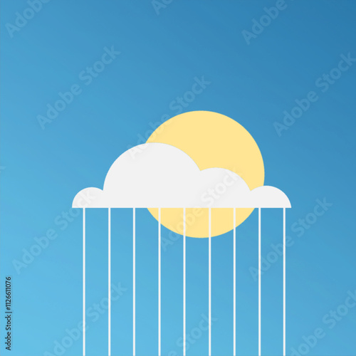 Sunny rain white cloud minimalistic art style