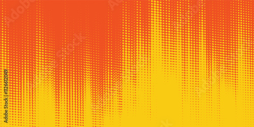 Yellow halftone on orange background. Vector dotted sparkles or halftone shine pattern texture Pop Art Style Background. Eps10