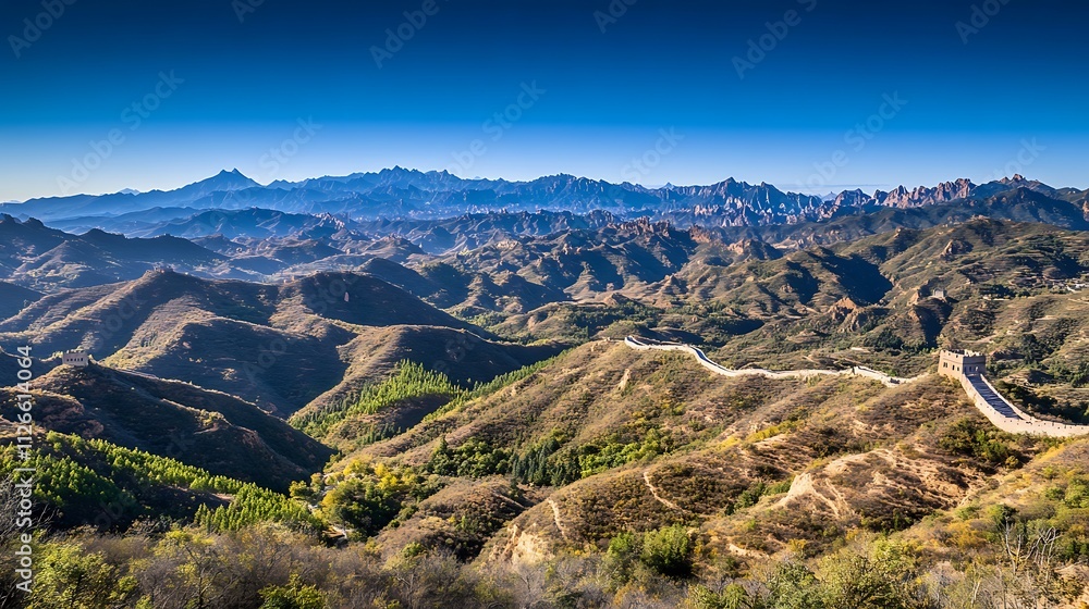 Great Wall Winding Through Mountains Great Wall Winding Through Mountains