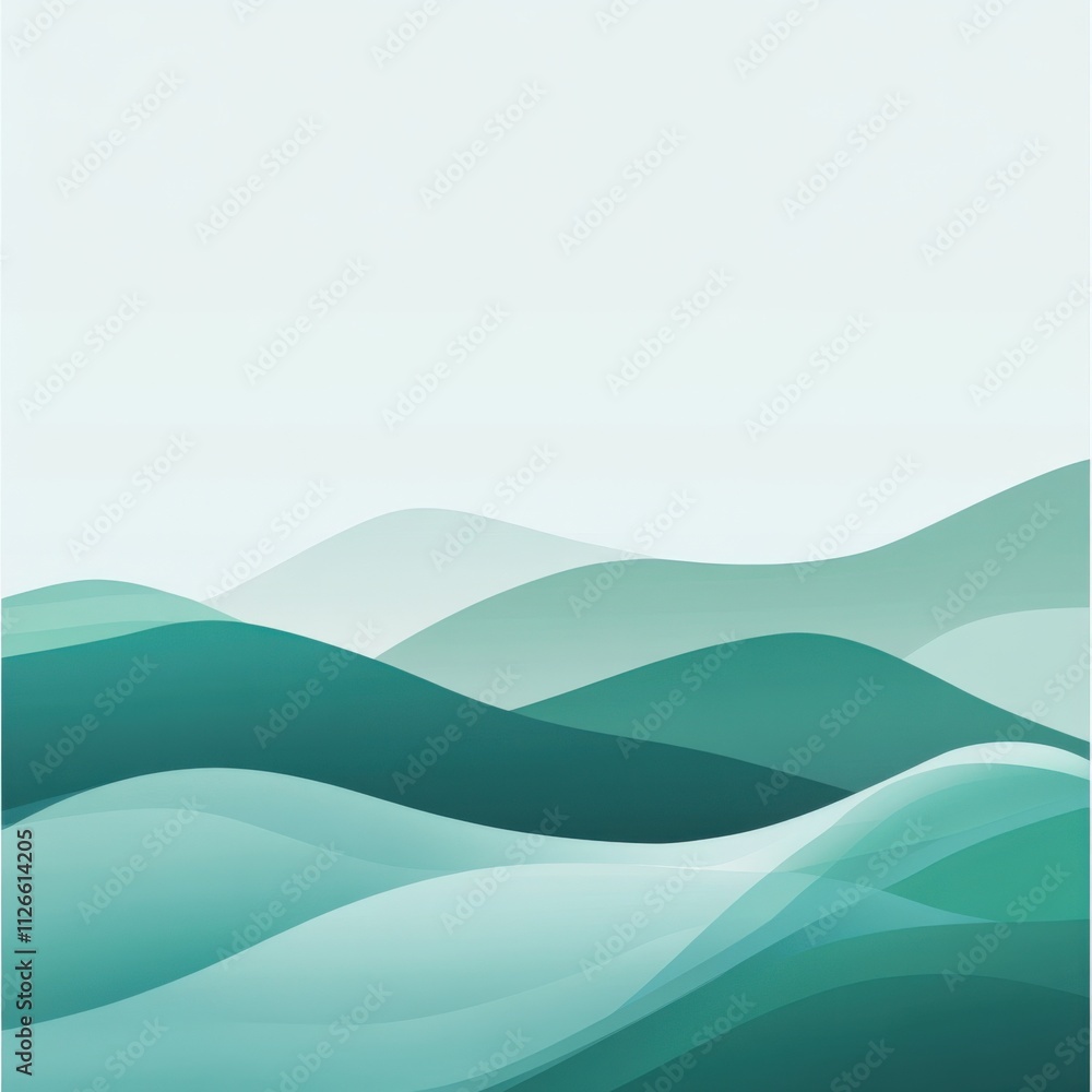 abstract landscape with soft waves in shades of green abstract landscape with soft waves in shades of green