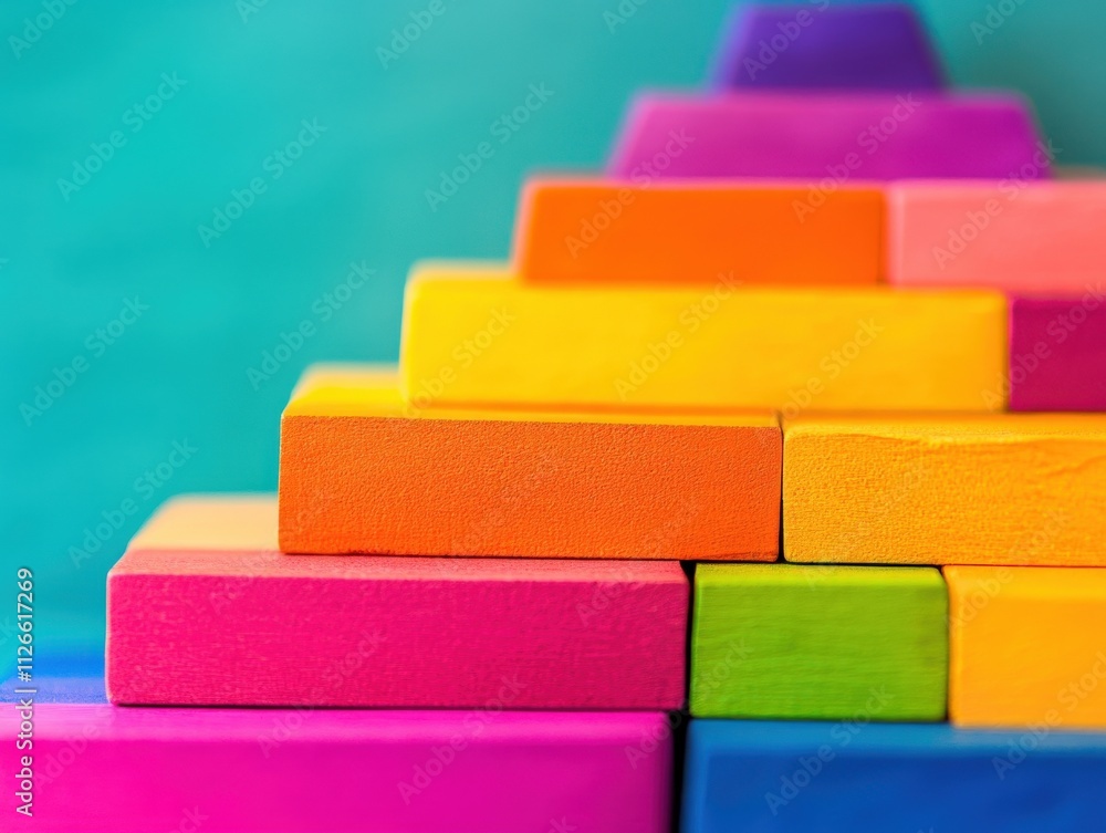 colorful wooden blocks stacked in a pyramid shape colorful wooden blocks stacked in a pyramid shape