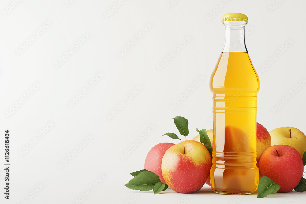 A bottle of apple cider from a front view, isolated on a white background with a clipping path. A bottle of apple cider from a front view, isolated on a white background with a clipping path.