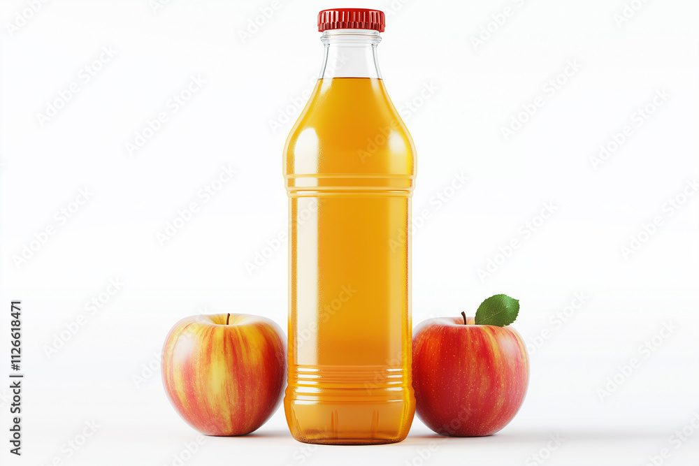 A bottle of apple cider from a front view, isolated on a white background with a clipping path. A bottle of apple cider from a front view, isolated on a white background with a clipping path.