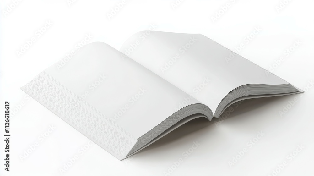 Realistic mockup of a blank magazine shown over a white background Realistic mockup of a blank magazine shown over a white background