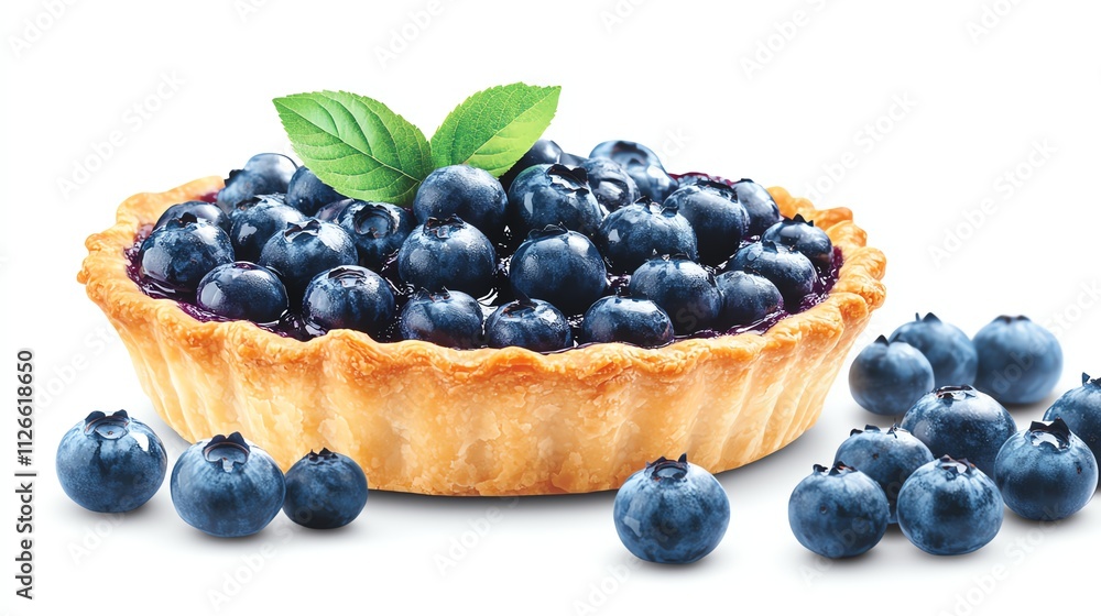 Fresh blueberry pie with green mint leaf. Fresh blueberry pie with green mint leaf.