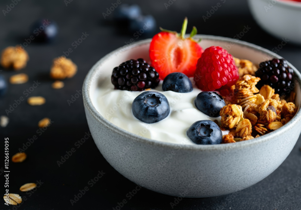 Greek Yogurt Parfait with Creamy Yogurt, Granola, and Sweet Berries Greek Yogurt Parfait with Creamy Yogurt, Granola, and Sweet Berries