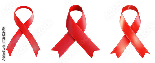 Collection of Red Awareness Ribbons in Various Styles photo