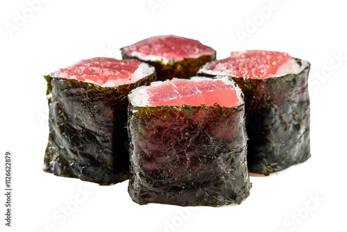 Savory Gunkan Maki Sushi with Unique Fillings Isolated on Transparent Background photo