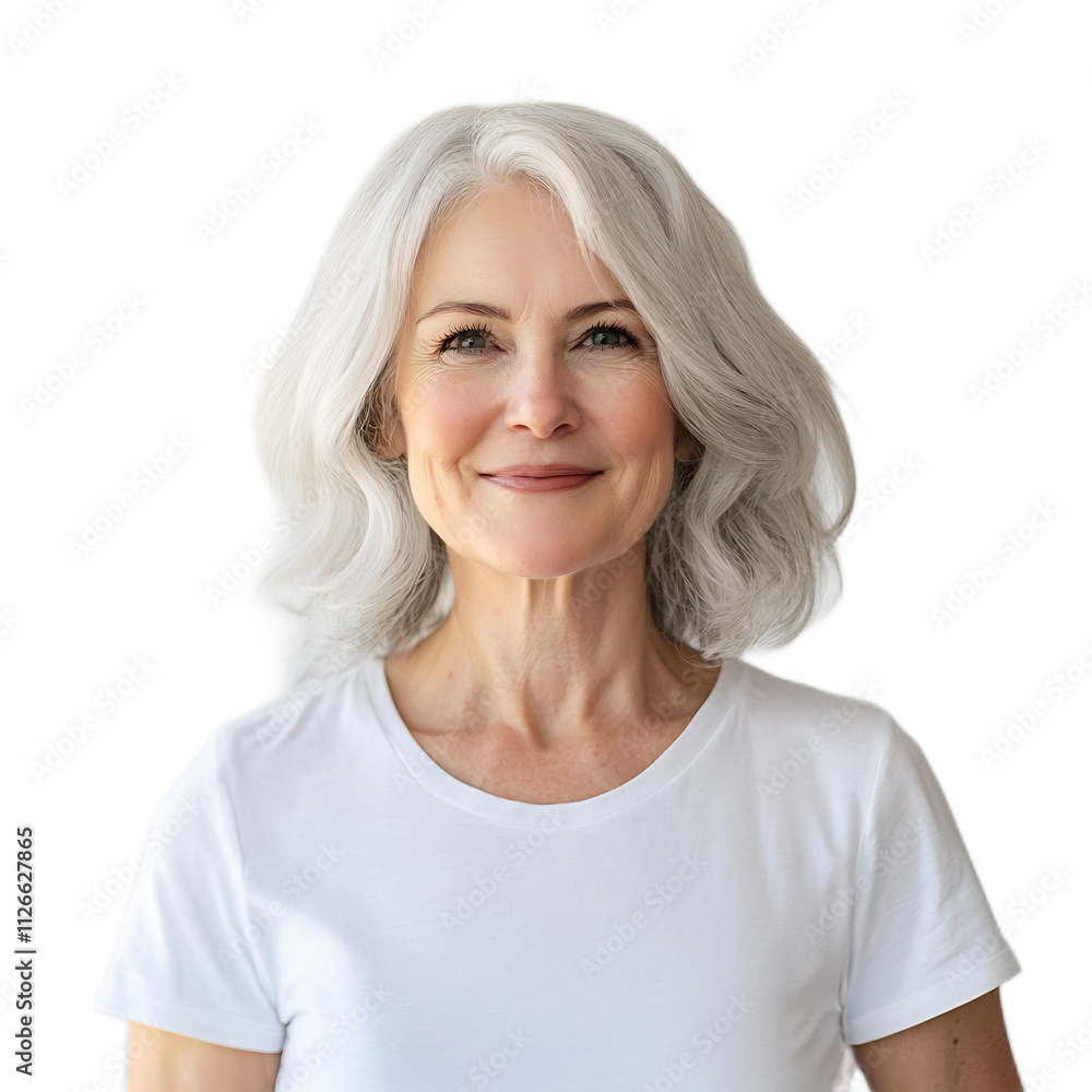 Smiling Senior Woman with Healthy Skin Showcasing Positive Aging