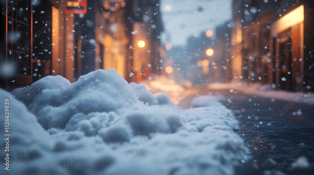 Accumulation – Snow piling up on a street Accumulation – Snow piling up on a street