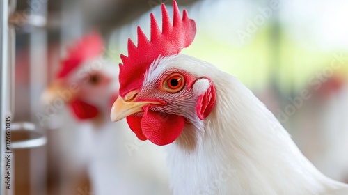 Factory Farming: Brightly Lit Indoor Chicken Enclosure photo