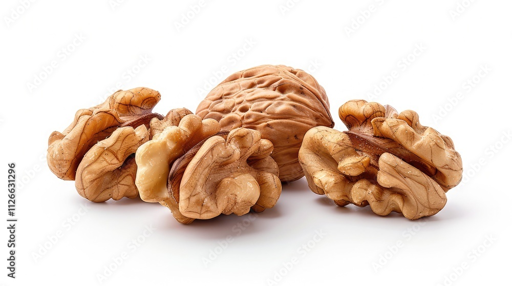 A flavorful and aromatic walnut, isolated on a white background A flavorful and aromatic walnut, isolated on a white background