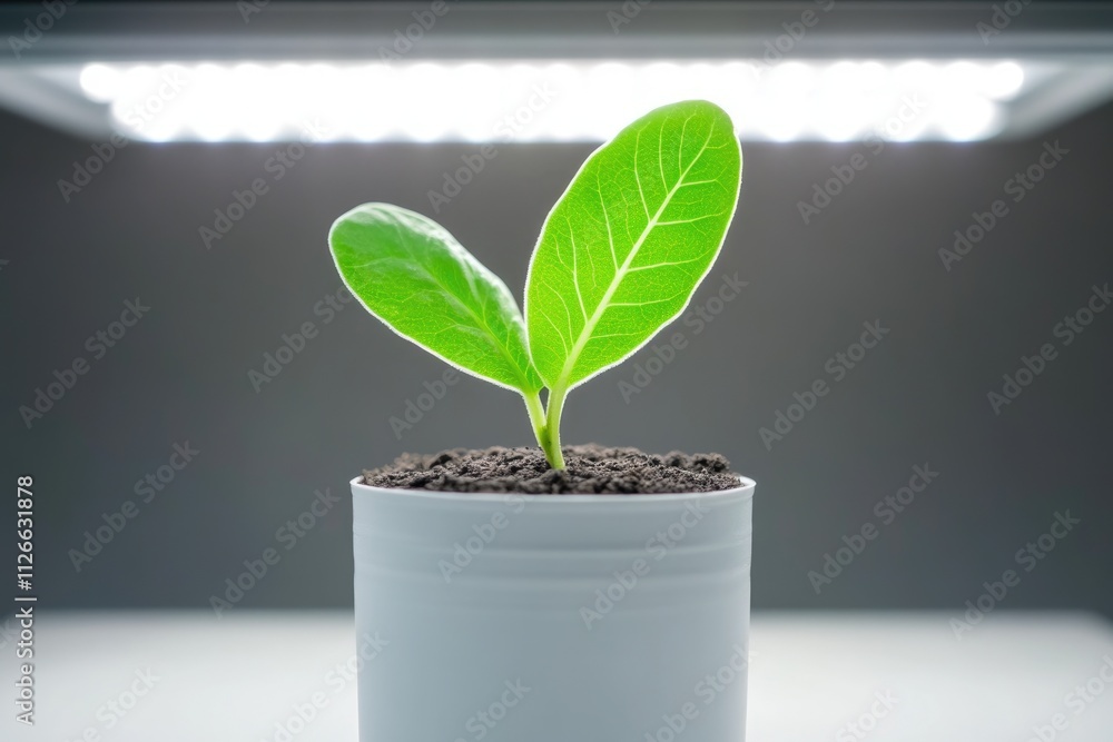 Close-up of Green Leaf in a Controlled Indoor Growing Space Close-up of Green Leaf in a Controlled Indoor Growing Space