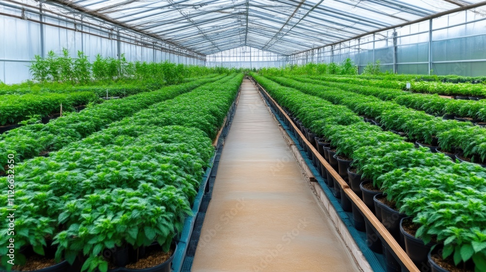 Modern plant nursery with balanced artificial lighting Modern plant nursery with balanced artificial lighting