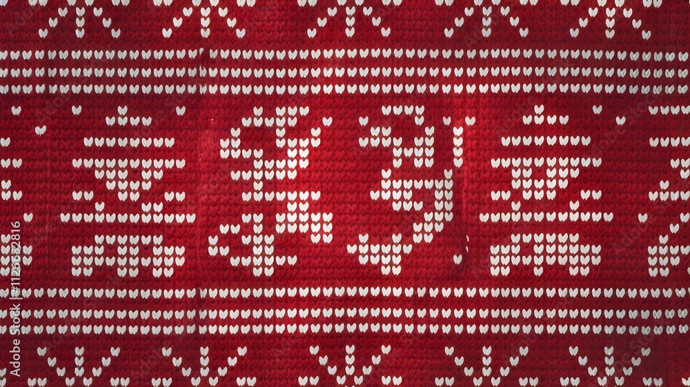 Festive knitted pattern in red and white featuring heart-shaped motifs and traditional decorative elements. Perfect for holiday sweaters, wrapping paper, and winter-themed designs. Festive knitted pattern in red and white featuring heart-shaped motifs and traditional decorative elements. Perfect for holiday sweaters, wrapping paper, and winter-themed designs.