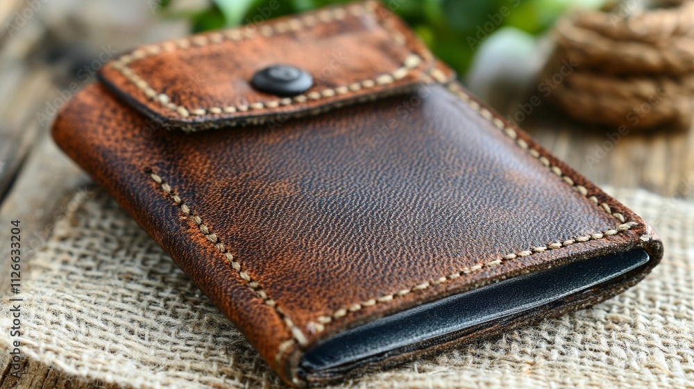 A dark brown leather wallet is held in a hand.
A dark brown leather wallet is held in a hand.