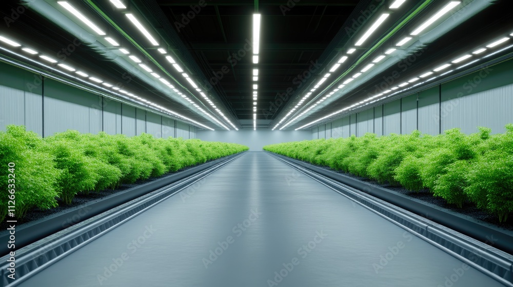 Modern Indoor Plant Nursery with Organized Rows of Greenery Modern Indoor Plant Nursery with Organized Rows of Greenery