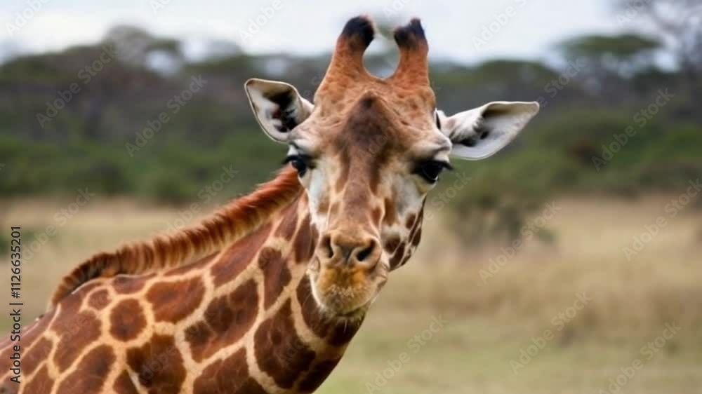 Two Giraffe necking and fighting for dominance over herd of females in early morning light. Close up shot of giraffe head. Amazing scene on safari watching wild animals. Concept of wildlife, nature Two Giraffe necking and fighting for dominance over herd of females in early morning light. Close up shot of giraffe head. Amazing scene on safari watching wild animals. Concept of wildlife, nature
