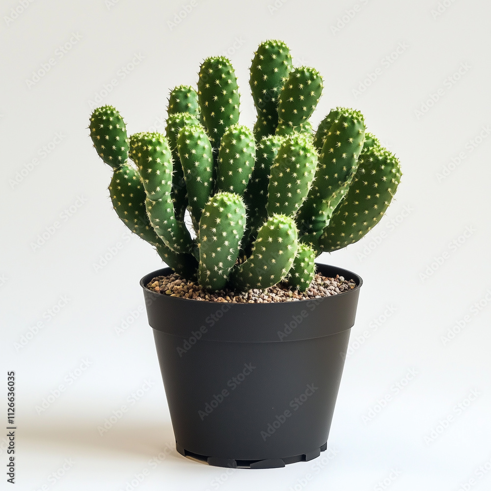 Natural green potted cactus plant isolated on white Natural green potted cactus plant isolated on white