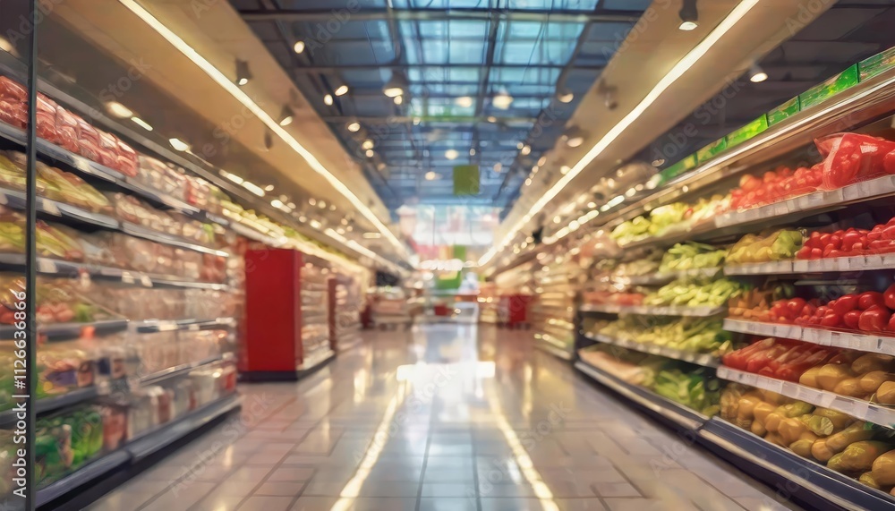 Blurred Bokeh Background of a Modern Supermarket - A Captivating Visual Experience Featuring Aisles of Fresh Produce and Grocery Items, Perfect for Design and Marketing Projects Blurred Bokeh Background of a Modern Supermarket - A Captivating Visual Experience Featuring Aisles of Fresh Produce and Grocery Items, Perfect for Design and Marketing Projects