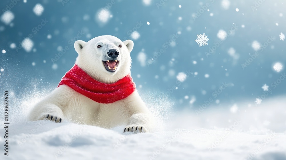 Adorable Polar Bear in Snow Boots Playing in Snow Adorable Polar Bear in Snow Boots Playing in Snow