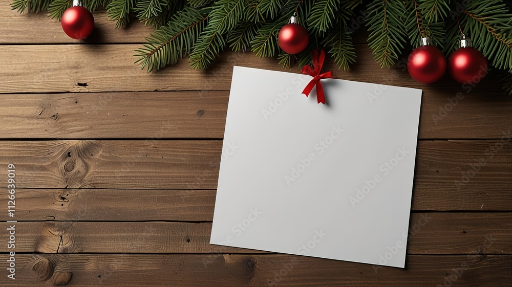 Obraz premium Top view of christmas background with branches and gifts in natural wrapping paper. Banner with copyspace