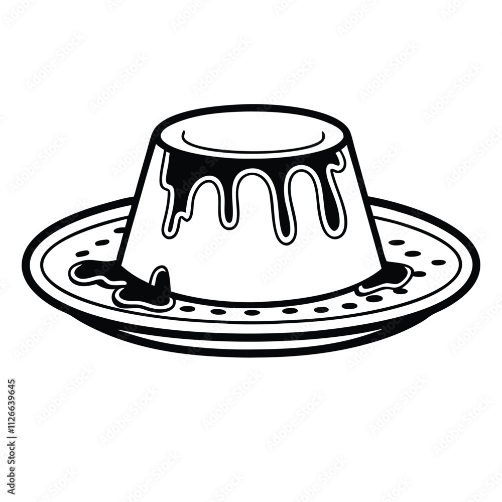 a black and white line drawing of a dessert on a plate a black and white line drawing of a dessert on a plate