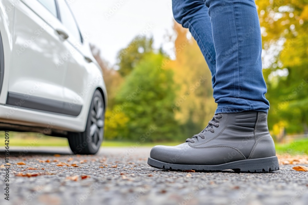 Booted Thief Preparing to Steal Car Booted Thief Preparing to Steal Car