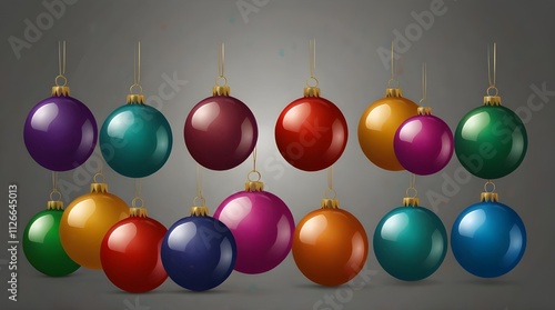 Set of colored Christmas balls isolated.generative.ai 