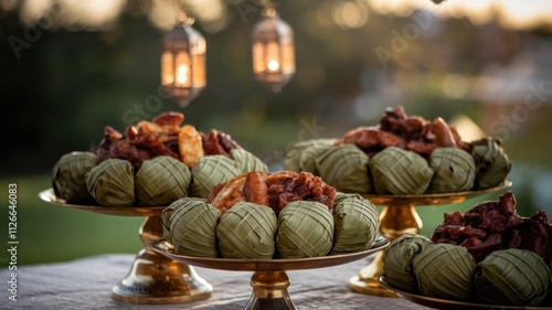 Traditional cookies on decorative stands
