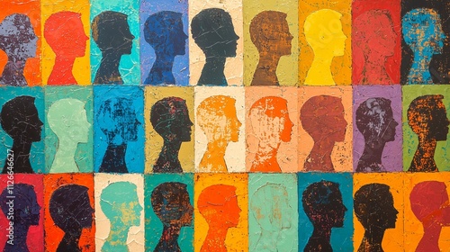 Colorful silhouettes symbolize unity in diversity and global citizenship. photo