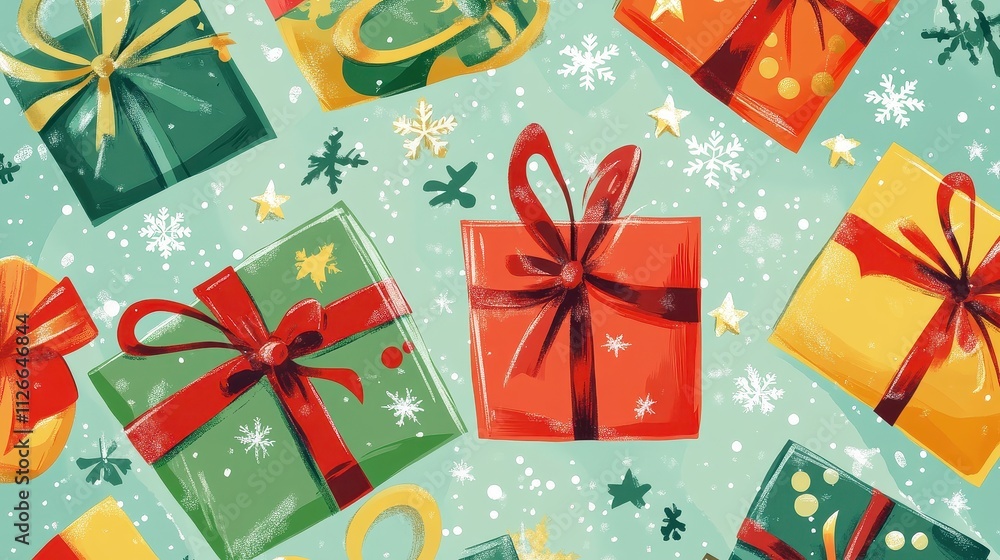 Playful and Colorful Wallpaper Design Featuring Gift Bags with Tied Ribbons, Perfect for Holiday Celebrations and Festive Occasions Playful and Colorful Wallpaper Design Featuring Gift Bags with Tied Ribbons, Perfect for Holiday Celebrations and Festive Occasions