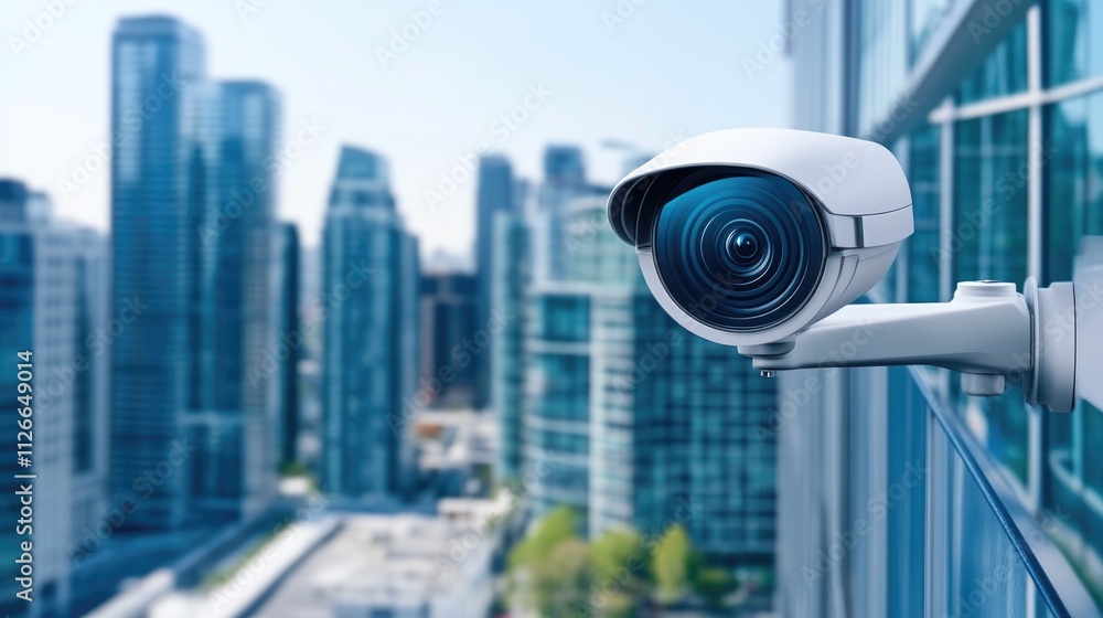 Cityscape Viewed Through CCTV Security Lens Cityscape Viewed Through CCTV Security Lens