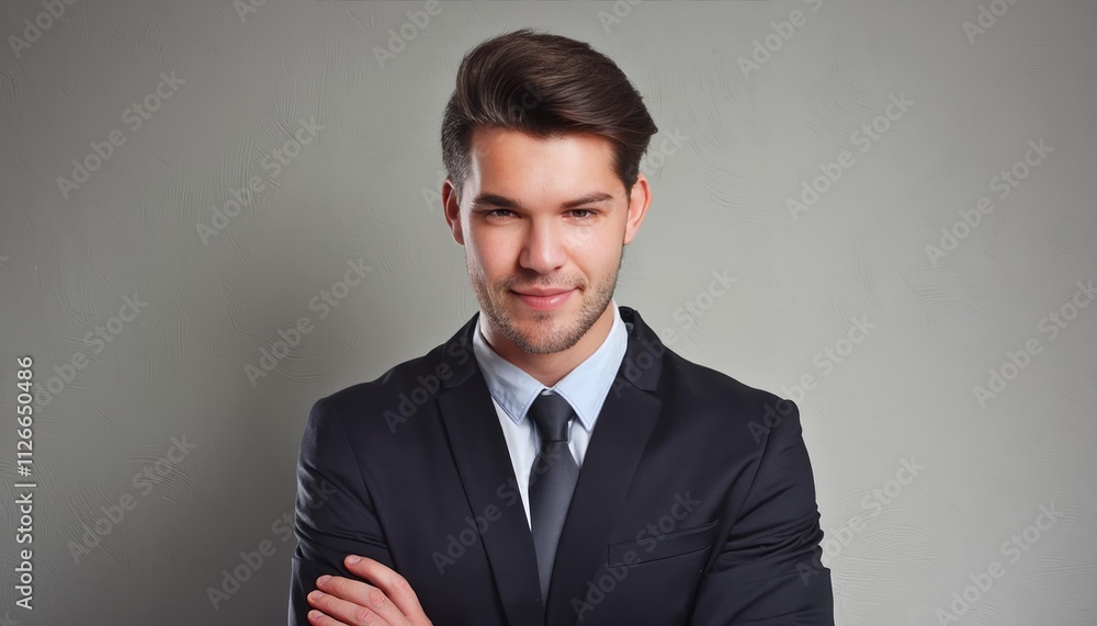 Professional businessman isolated on a white background, showcasing a confident stance with arms crossed, dressed in a tailored suit, symbolizing success, leadership, and corporate Professional businessman isolated on a white background, showcasing a confident stance with arms crossed, dressed in a tailored suit, symbolizing success, leadership, and corporate