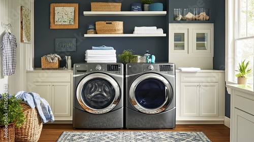 Modern laundry room with washer and dryer