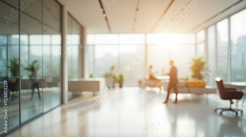 Blurred modern white and open space office interior