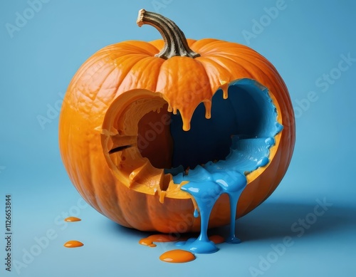 pumpkin with blue paint photo