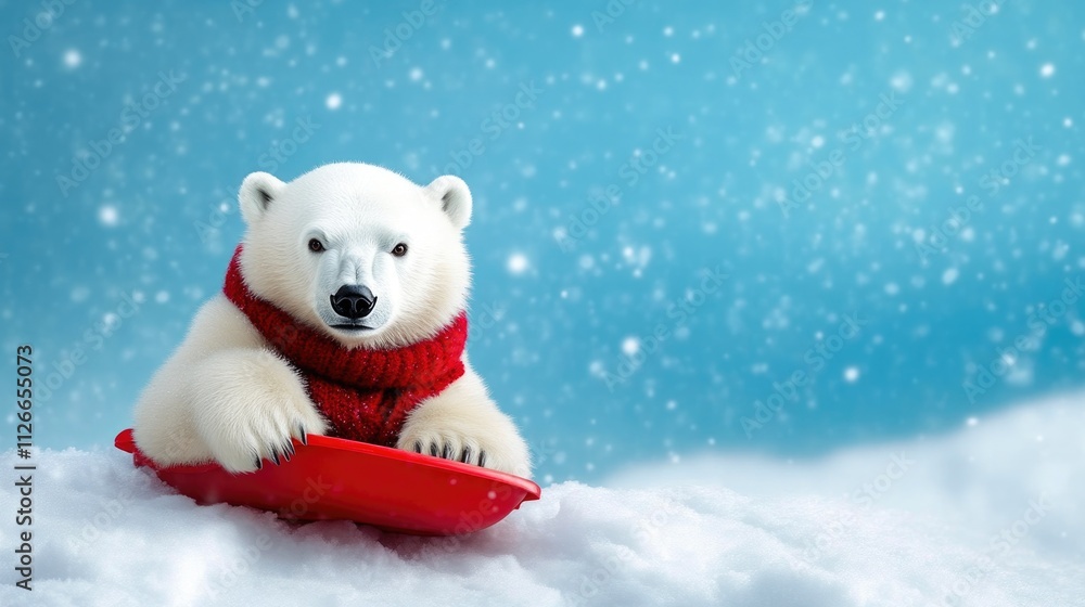 Polar Bear Sledding in a Snowy Winter Wonderland