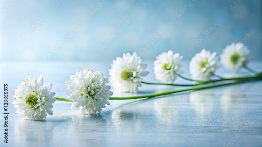 Obraz premium Elegant White Flower Bouquet Photography: Row of Delicate Blooms