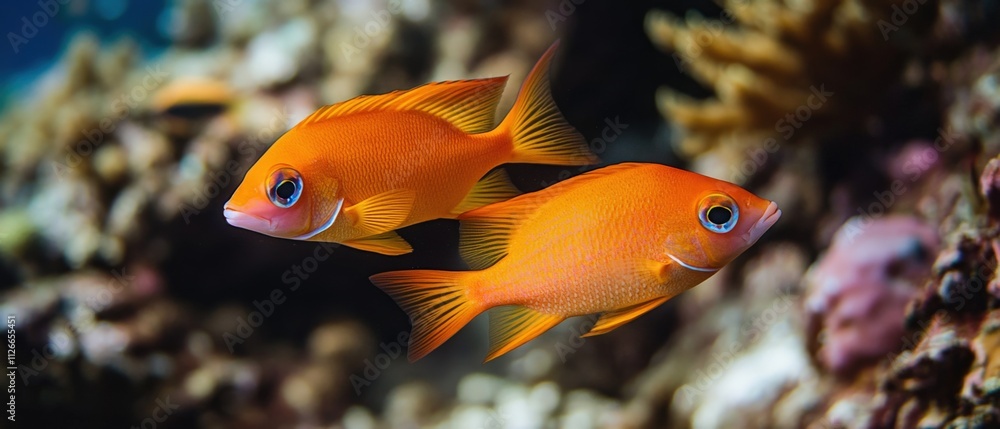 vibrant orange fish swimming in a coral reef vibrant orange fish swimming in a coral reef