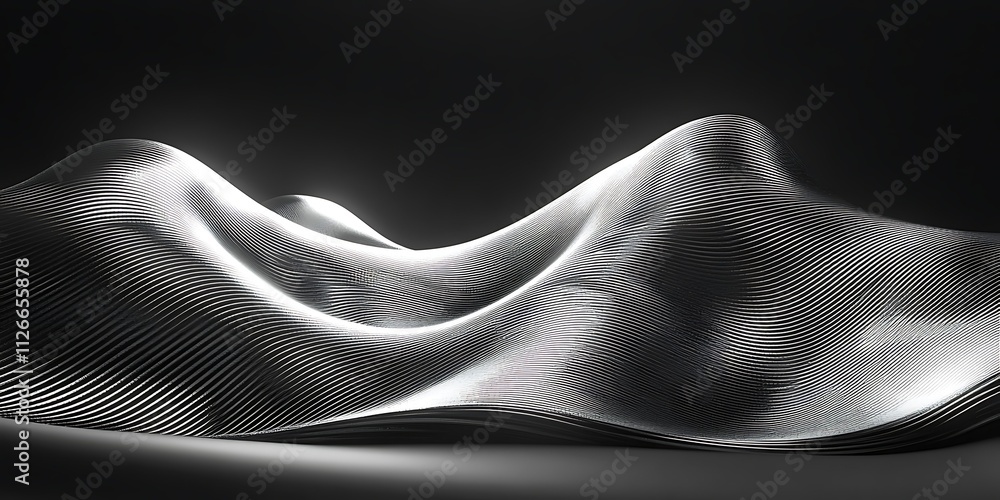 Naklejka premium Abstract metallic landscape with undulating, textured surface.