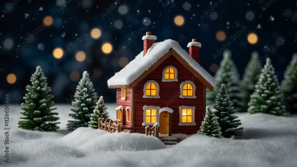 Naklejka premium christmas house in the night