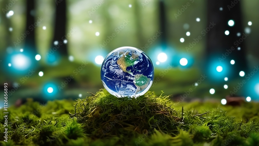 Glass Sphere on Moss: A Vision of Earth in Harmony Glass Sphere on Moss: A Vision of Earth in Harmony