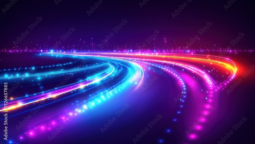 A colorful, swirling line of light with a red and orange stripe A colorful, swirling line of light with a red and orange stripe