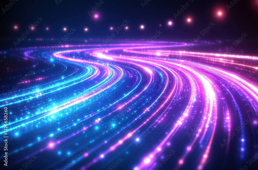 A colorful, swirling line of light with a red and orange stripe A colorful, swirling line of light with a red and orange stripe