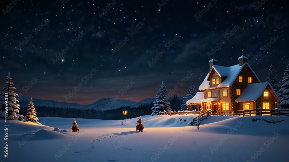 Fototapeta premium christmas house in the mountains