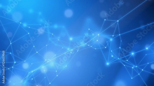 A detailed visualization of an abstract network with glowing connections on a deep blue textured background