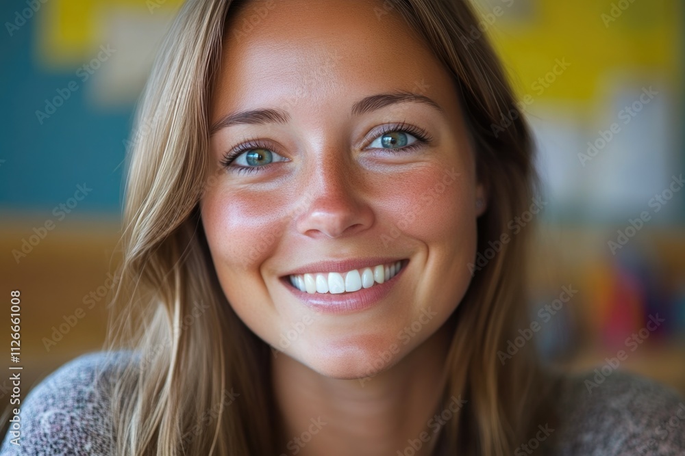 Portrait of a happy young teacher in the classroom Portrait of a happy young teacher in the classroom