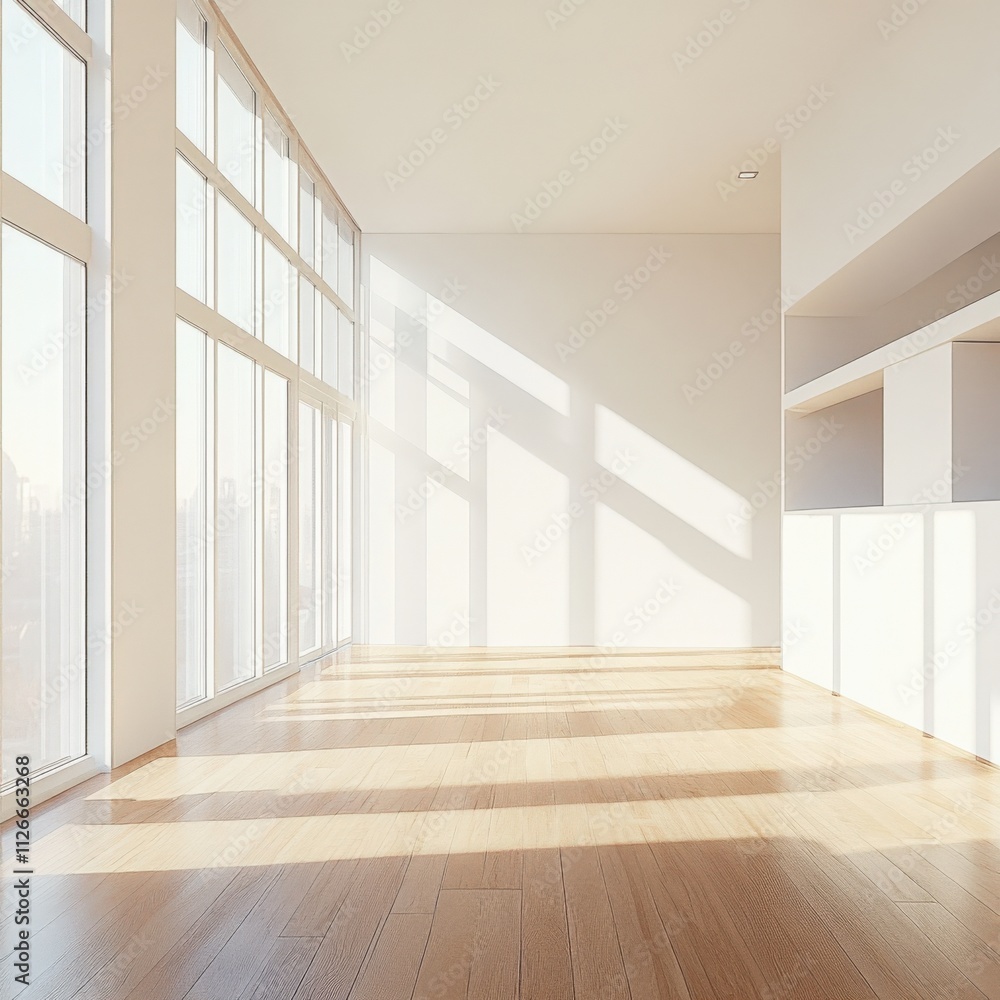bright and spacious empty room with large windows bright and spacious empty room with large windows